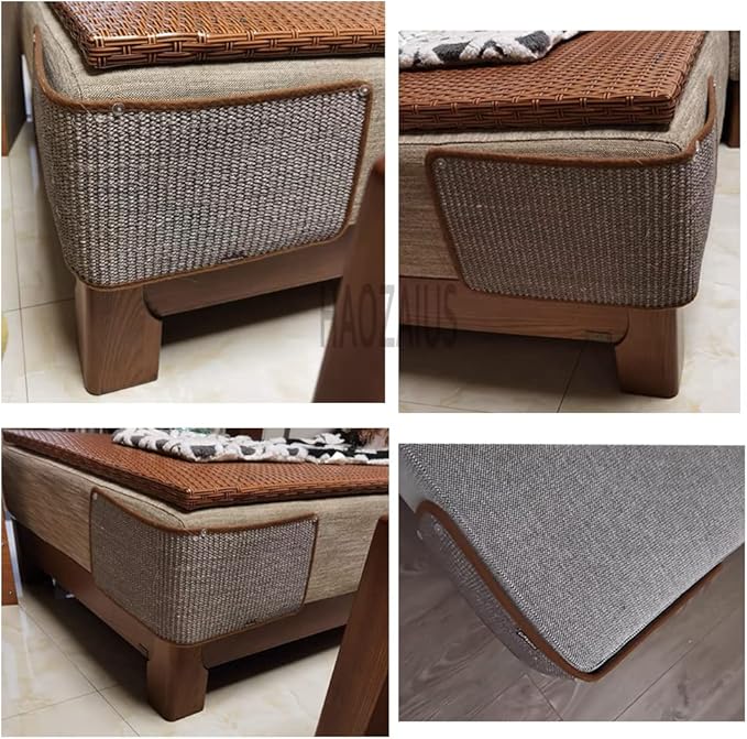 HAOZAIKEJI Cat Scratcher Mat Sofa Protector Natural Sisal Cat Scratching Mat Cat Scratch Couch Cover Heavy Duty Couch Guard Scratch Pad for Grinding Claws Protecting Furniture (Thicken Gray Long)