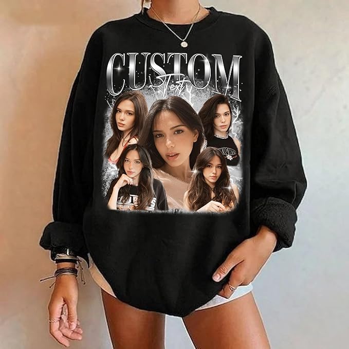 NAZENTI Custom Bootleg Rap Tee, Custom T-Shirts with Picture, Retro Custom Bootleg, Valentine's Gifts for Him Her