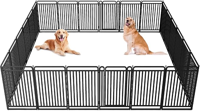 New Thickened Version Dog Playpen, 43 Inch Dog Fences for The Yard, Portable Outdoor Dog Playpen for Large/Medium/Small Dogs, Foldable Metal Dog playpen, with Doors (24 Panels, 43 Inch)