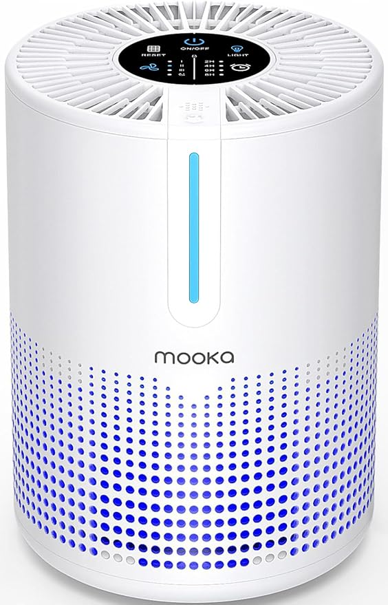 Air Purifiers for Bedroom Home 430 Sq.Ft, MOOKA H13 HEPA Filter Small Portable Air Purifier with USB Cable Fragrance Sponge for Smokers Pollen Pets Dust Odors, Desktop Air Cleaner for Car RV, M01