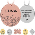 PawFurEver Personalized Dog Tags Engraved for Pets - Dark Etching Dog Name Tag with Front and Back Engraving - Made in USA - Stainless Steel Dog Tag Personalized for Pets (Circle, Rose Gold)