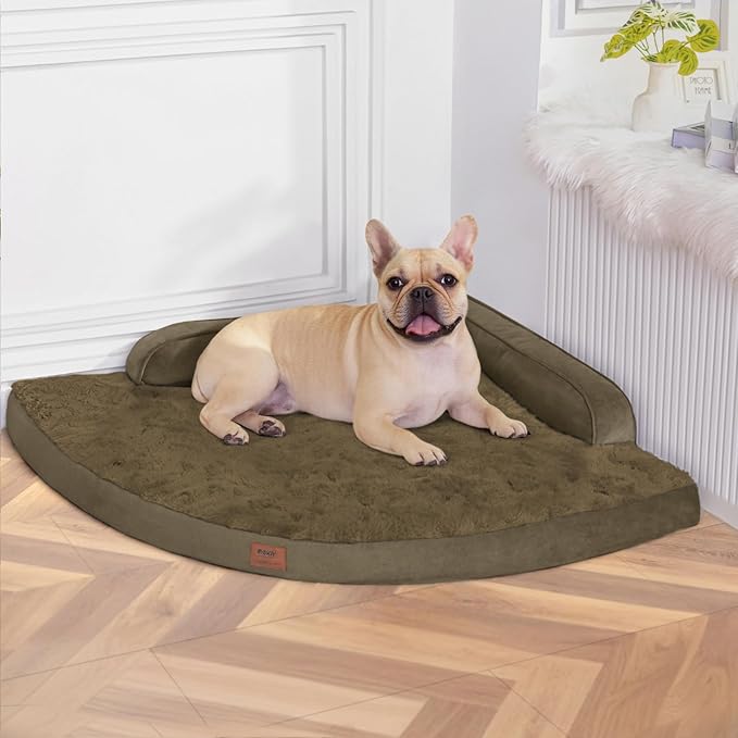 Large Orthopedic Dog Bed with Sides Big Dog Beds with Removable Washable Cover Non-Slip Waterproof Pet Bed for Medium Large Dogs - Light Coffee L