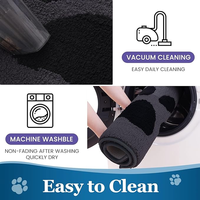 Buganda Dog Door Mat for Muddy Paws, Absorbent Dirt Trapper Washable Indoor Doormats, Non Slip Low-Profile Mud Mat for Dogs, Front Entrance Doormat for Inside Floor (40x32 Inches, Black)