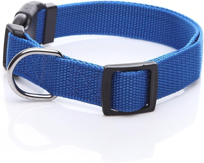 Adjustable Nylon Dog Collar, pet Collar 1 Inch 3/4 Inch 5/8 Inch Wide, for Large Medium Small Dogs(5/8 Inch, Blue)