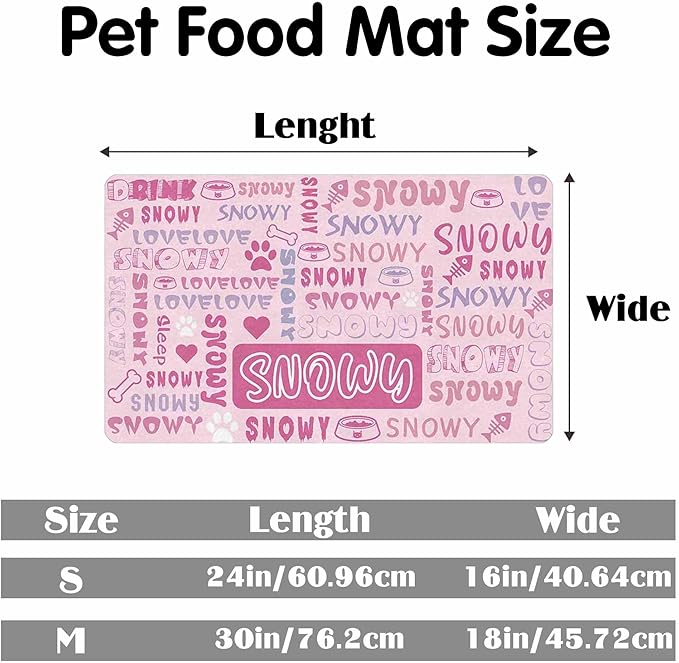 Personalized Dog Cat Mat with Name Photo Custom Placemat Feeding Mats for Food and Water Customized Non-Slip Waterproof Doormat for Bowls Outdoor Indoor Floors Gifts for Pet Owner