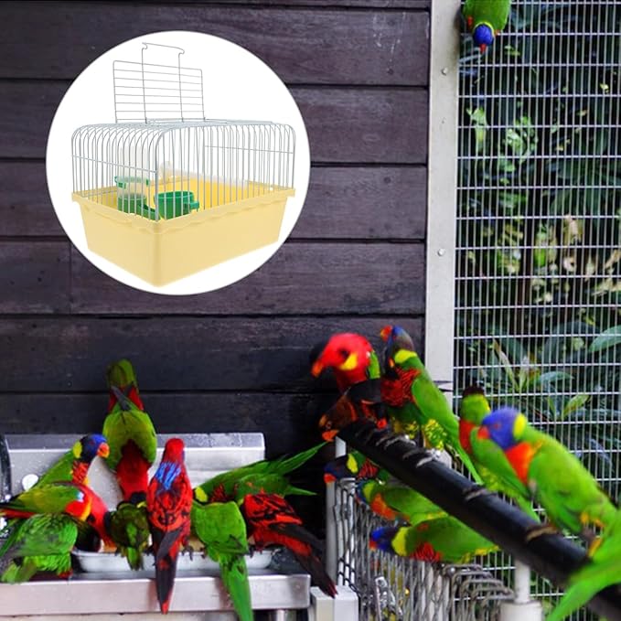 Portable Bird Cage with Waterer Food Box and Perch Lightweight Spacious Travel Bird Carrier for Parakeets Lovebirds 9.25X6.49X6.37 Inch