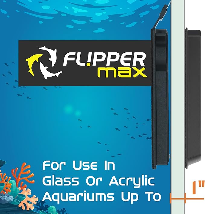 FLIPPER Max Magnetic Aquarium Glass Cleaner – 2-in-1 Scrubber and Scraper, Hands-Free Fish Tank Cleaner for Algae Removal, Safe for Glass and Acrylic Tanks up to 3/4" (19mm), Freshwater & Saltwater