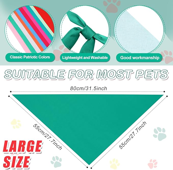 Kacctyen 100 Pieces Dog Bandanas Bulk Plain Blank Heat Transfer Triangle Dog Bibs Washable Adjustable DIY Bandanas Puppy Cat Pets(31.5 x 21.65 x 21.65 Inch)