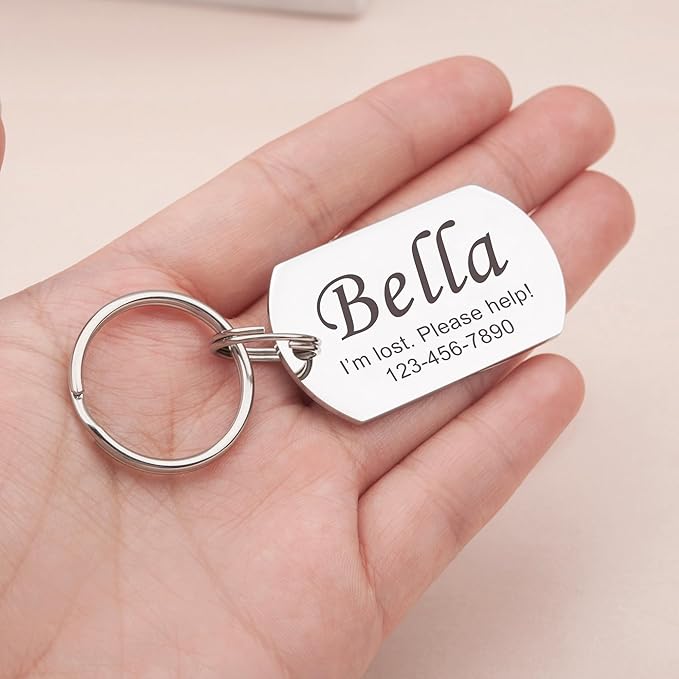 Anavia Personalized Pet ID Tags, Stainless Steel Glossy Laser Engraved Dog Cat Collar Name Tags, Multiple Colors Shapes Sizes (Dog Tag, Small)