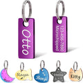Anavia Small Size Dog Cat ID Tags, Small/XS Personalized Color Plated Stainless Steel Puppy Kitten Name Tags, Customized Engraved Nameplate Pet Collar Tag (Purple, XS-Rectangle)