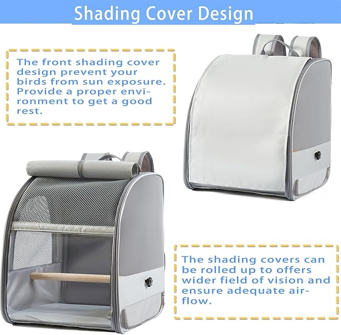 Durability Polyester Bird Travel Carriers Backpacks with Meshes Window and Sun Protecting for Daily Use Compacts Bird Cage Backpacks for Travel