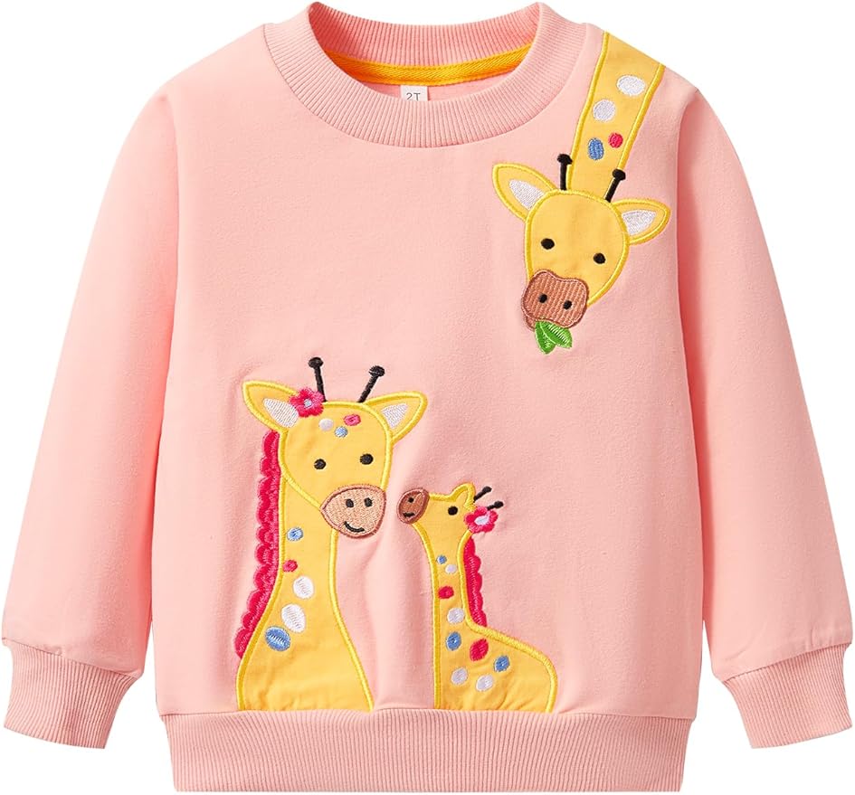 Toddler Baby Girls Cotton Sweater, Long Sleeve Crewneck Sweatshirt Pullover Kids Warm Clothing for Fall Winter