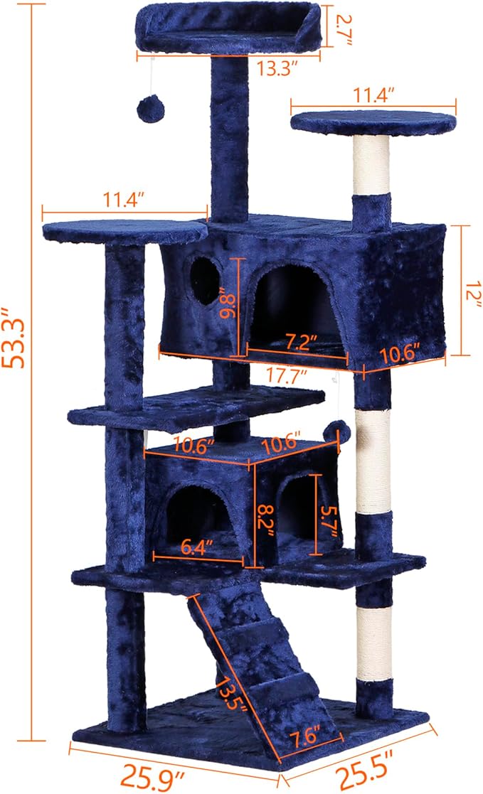 Nova Microdermabrasion 54 in Cat Tree Tower for Indoor Cats Multi-Level Cat Condo Cat Bed Furniture with Scratching Post Kittens Activity Center
