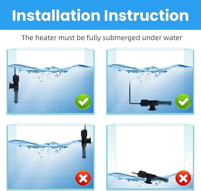 AQUANEAT Aquarium Heater, 25W Small Betta Fish Tank Heater, Mini Preset Water Thermostat with a Thermometer