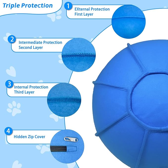 Herding Ball for Dogs, Dual Layered Herding Dog Ball Set for Australian Shepherd, Cattle, Collie, for Dog, Agility Equipment- Free Training Book (Blue, 18 inch)
