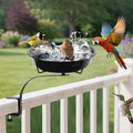 10.6-Inch Bowl Deck Mounted Bird Bath for Outside, Metal Birdbaths for Outdoors, Outdoor Bird Bath with Adjustable Clamp for Railing Balcony Fence, Bird Feeders for Outdoors Garden Decor