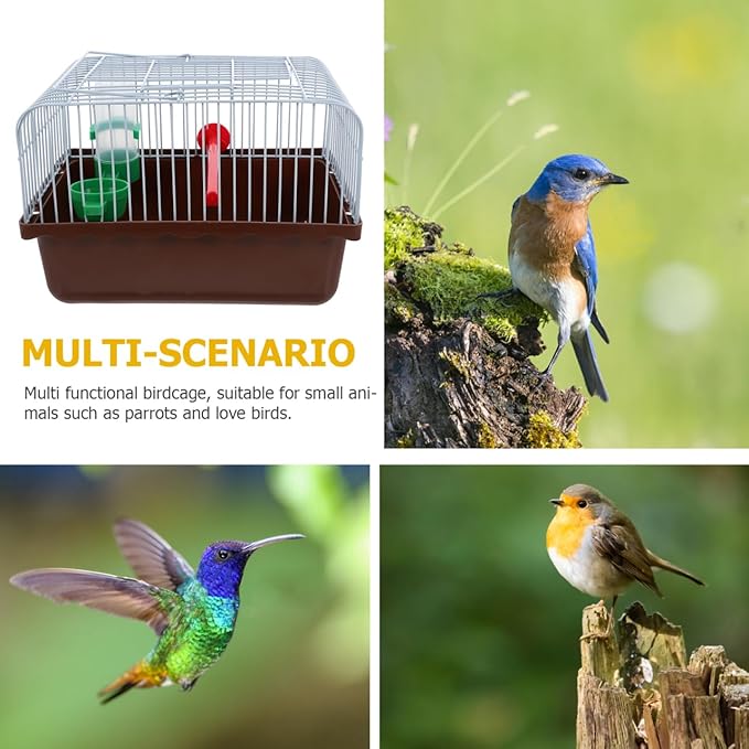 Portable Bird Cage with Perch Food Box and Water Dispenser Spacious Travel Carrier for Parakeet Finch Canary Small Birds 9.29X6.57X6.29 Inches