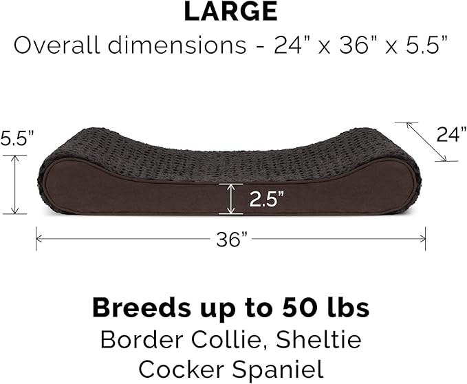 Furhaven Replacement Dog Bed Cover Ultra Plush Faux Fur & Suede Contour Luxe Lounger, Machine Washable - Chocolate, Large