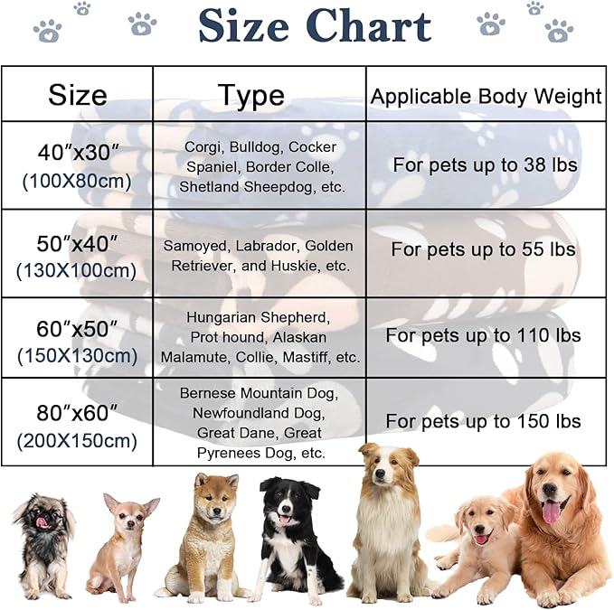 Dog Blanket, Soft Fleece Dog Blankets for Small Medium Dogs, Fluffy Flannel Pet Cat Puppy Blanket Mat Cover for Bed Couch, Cute Paw Print Throw Blanket for Dogs, Brown 40"X30"