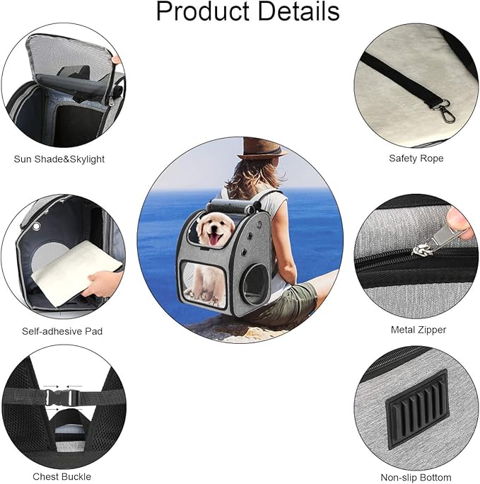 Expandable Pet Carrier Backpack for Cats, Dogs and Small Animals, Portable Pet Travel Carrier, Super Ventilated Design, Airline Approved, Ideal for Traveling/Hiking/Camping