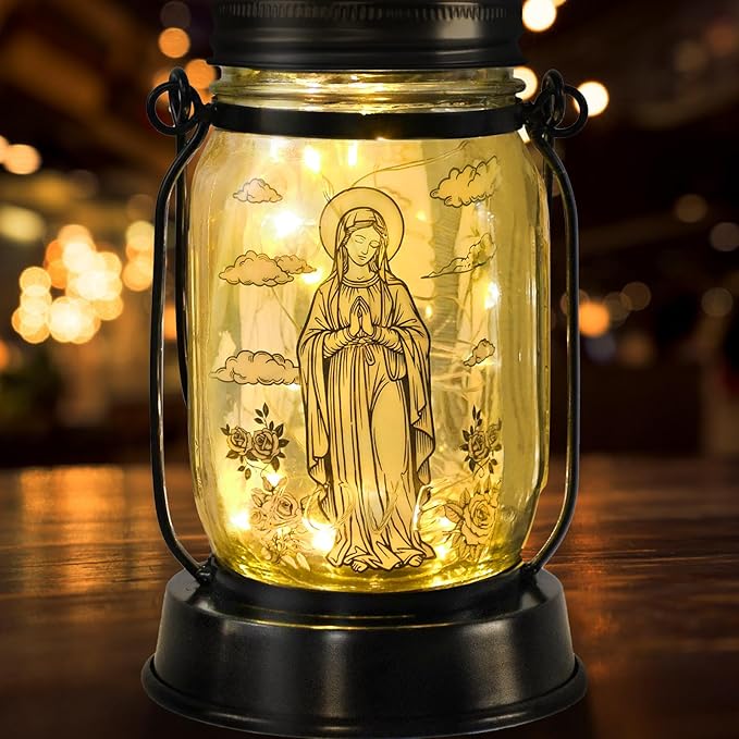 kyoryuger Virgin Mary Religious Gifts for Women/Men Virgin Mary Praying Solar Lantern Mom Birthday, Mothers Day, Religious Solar Garden Decoration Outside for Yard, Patio,Backyard,Porch, Torches