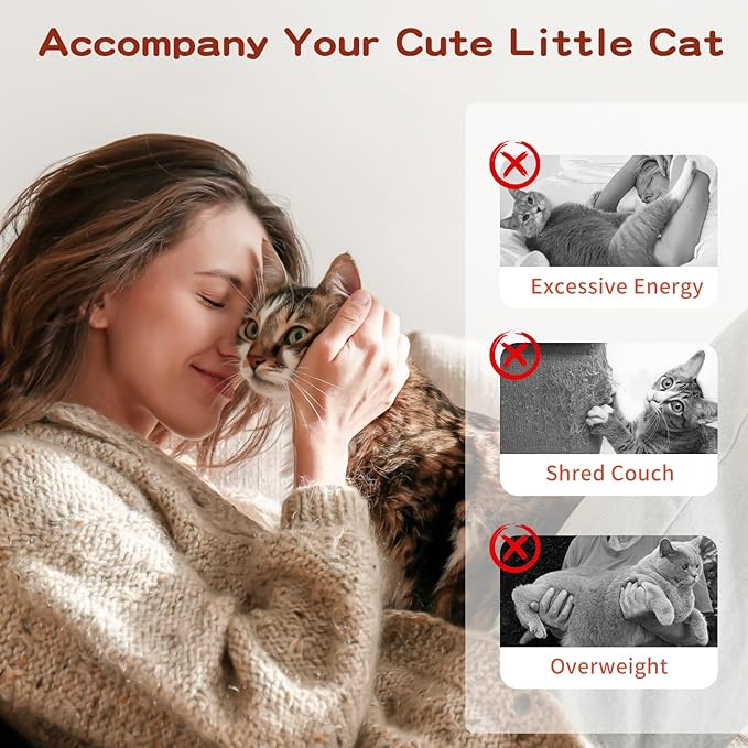 Pawaboo Feather Teaser Cat Toy - Interactive Wand with Extra Long 34.5" Wand and Small Bell, Exerciser Playing Toy for Kittens or Cats, Wine Red & White Feather