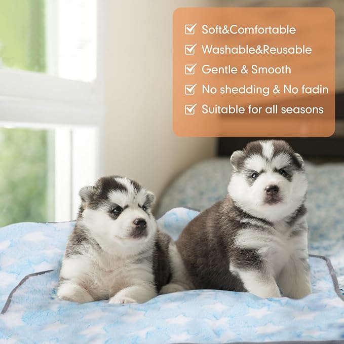 Chumia 40 Pcs Puppy Blankets for Small Dog Pet Bulk Fleece Soft Fluffy Washable Dog Star Print Pattern Fleece Blankets for Pets Throw Warm Bed Mat for Puppy Cat, 24 x 16 Inches