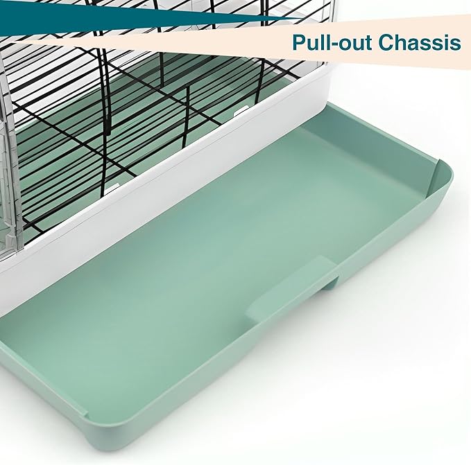 GarveeHome Portable Bird Cage Carrier, Small Bird Cage with Perches, Food Bowls and Tray, Bird Carrier for Parakeets, Canaries, Lovebirds, Small Quaker, Cockatiels, Budgie, Green Cheek
