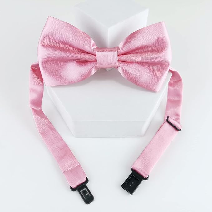KOOLMOX Pink Bow Tie for Dogs, Formal Dog Bowtie with Adjustable Dog Collar for Medium and Large Dogs Cats Pets Wedding Christmas Birthday Party Holiday Homecoming Costumes, Black & Pink, 2 Pack