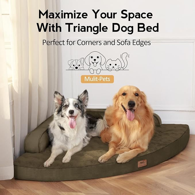Large Orthopedic Dog Bed with Sides XXXL Dog Beds with Removable Washable Cover Non-Slip Waterproof Pet Bed for Extra Large Dogs - Light Coffee XXXL
