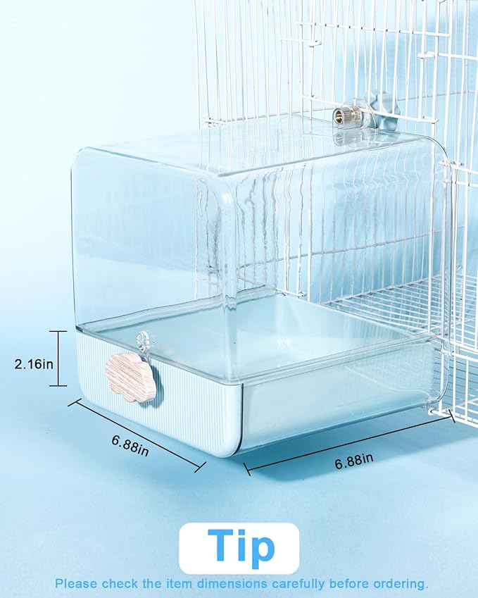 Hanging Bird Bath for Cage, 3 in 1 Multifunction Bird Bath/Bowl/House, Bird Cage Accessories Suitable for Small to Medium Birds Parakeet, African Grey, Conure, Cockatiel(6.8X6.8X6.8 inch Turquoise)