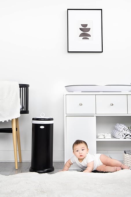 Ubbi Steel Diaper Pail, Odor Locking, No Special Bag Required, Award-Winning, Registry Must-Have, Matte Black