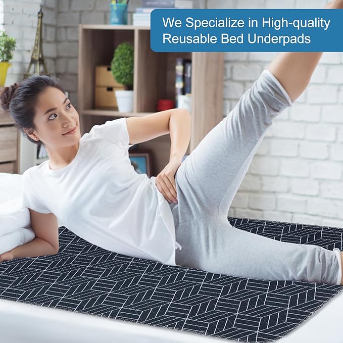 OUTCREATOR® Washable Bed Pads 34" x 36" (Pack of 2), Incontinence Mattress Protector, Anti-Slip Waterproof Underpads for Adults Kids Elderly Pets, Absorbency & Reusable Bedwetting Pads (Navy Blue)