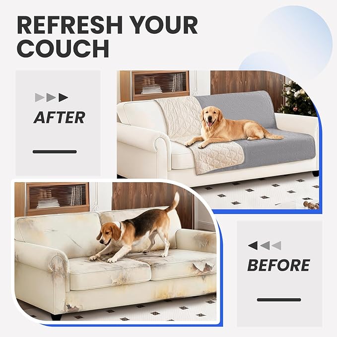 Waterproof Dog Bed Cover, Non-Slip Dog Blanket for Couch, Couch Covers for Dogs Washable, Pet Blanket for Furniture, Pet Bed Mat for Sofa, Car, Pet Supplies (82x82 Inch, Light Grey)