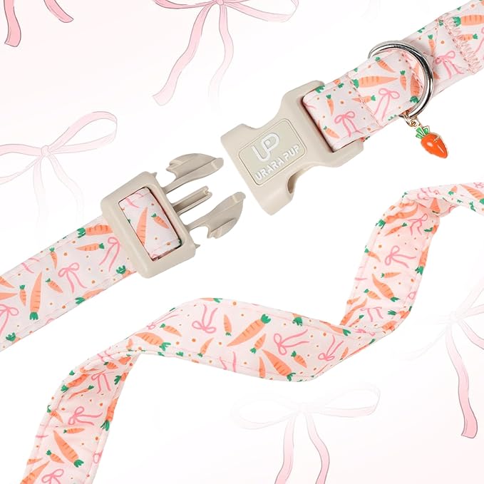 Easter Day Dog Collar, UP URARA PUP Easter Bunny Adjustable Pet Collar with Quick Release, Colorful Rabbits Dog Collars for Small Medium Large Dogs