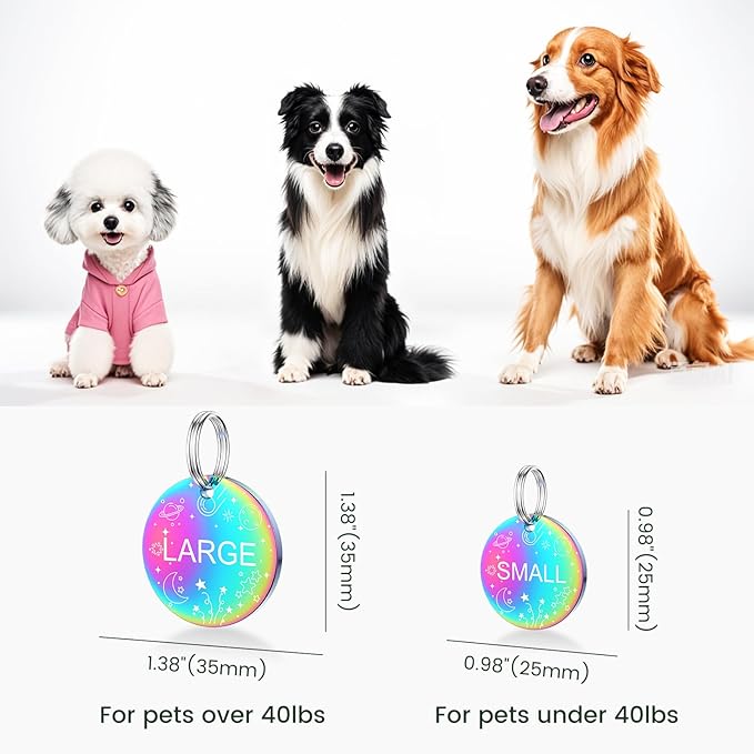 YEHANTI Dog Tags Personalized for Pets with Name Pattern Art Design - Engraved with Laser - Stainless Steel Cats Dogs ID Tags - Stylish Dog Collar Accessories (Round)