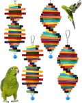 Bissap 4 PCS Bird Chew Toys, Multicolored Bagel Cascade Bird Parrot Chewing Sticks Biting Wooden Blocks Toy for Small Medium Conure Parakeet Cockatiels Lovebird Similar Sized Pet Birds