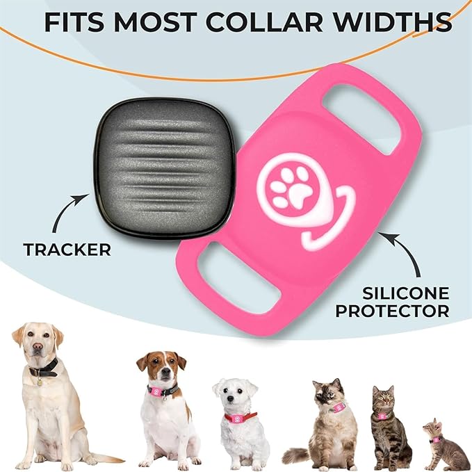 Pet Tracker for Dog, Tracker Smart Pet Location Tracker with Holder, Personalized Smart Item Finder, MFi Certificated Dog Tracking Device, No Monthly Fee, Works with Find My(iOS Only) (Pink)