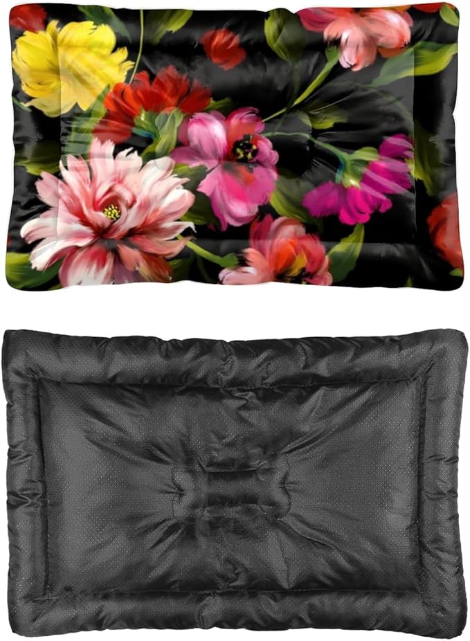 Pink Flowers Pet Sleeping Pad Cat Cushion Pad Pet Beds for Cats Ink Painting Soft Bed Non- Slip Bottom Winter Supplies Multi- Scenario, Multi- Model Crate Dog Bed Gift Printed Dog