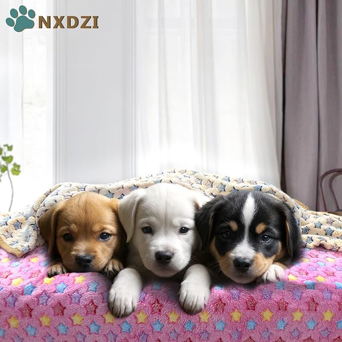 Dog Blankets for Medium Large Dogs, 3 Pack Washable Pet Throw 41" x 31", Fuzzy Soft Puppy Cover for Kennel Crate Bed