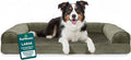 Furhaven Orthopedic Dog Bed for Large/Medium Dogs w/ Removable Bolsters & Washable Cover, For Dogs Up to 55 lbs - Faux Fur & Velvet Sofa - Dark Sage, Large