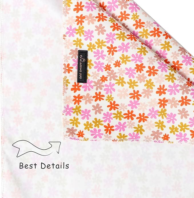 ARING PET Floral Dog Bandana, Spring Summer Daisy Flower Girl Pet Bandana Scarf Triangle Bibs for Puppy Small Medium Large Dogs-S