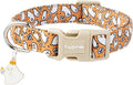 Faygarsle Halloween Ghost Pattern Dog Collar with Charm, Orange and White,for Small Medium Large Dogs XS