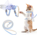 TIESOME Cat Harness and Leash Set, Adjustable Gradient Kitten Harness Escape Proof Harness with Leash for Kitty Outdoor Walking (Ribbon Bear Blue)