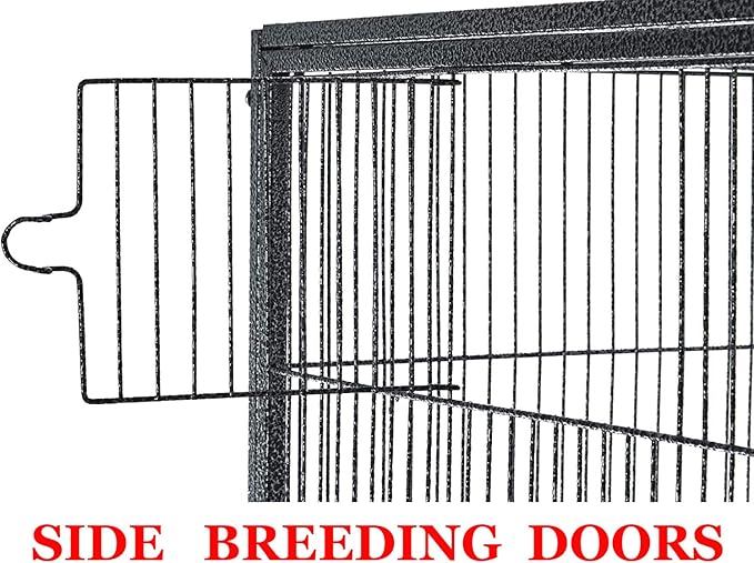 54" Large Wrought Iron Breeding Flight Canary Parakeet Cockatiel Lovebird Finch Cage Side Nesting Box Doors with Removable Rolling Stand