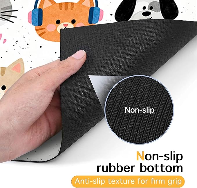 Pet Feeding Mat 24x16 inch Cat and Dog Print Meal Pad Non Slip Floor Mat for Food and Water Indoor Feeding Station Cute Pet Bowl Placemat for Small Cats and Dogs Kitchen Use
