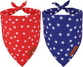 ADOGGYGO Star Dog Bandana 2 Pack, Reversible Red Blue Patriotic Pet Scarf Bib, Adjustable Fit 4th of July Star Bandanas for Small Dogs Pets (Small)