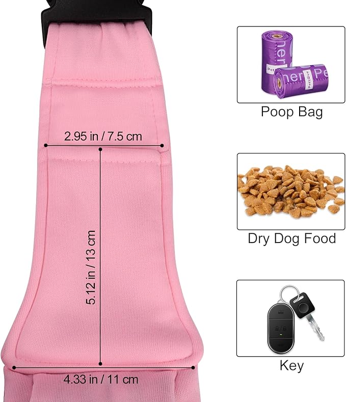 PETLOFT Reversible Dog Cat Sling Carrier, Small Dog Carrier, Adjustable Dog Sling, Hands Free Cross Body Carrier with Collar Hook for Dog/Cat/Bunny up to 11lb (Light Pink)