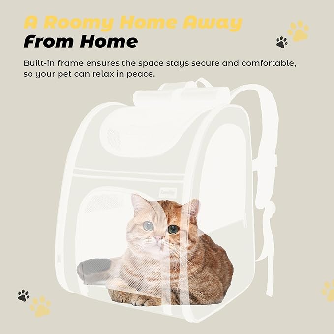 Zavothy Cat Backpack Carrier, Expandable Airline Approved Pet Backpack for Small Cats & Dogs, Breathable Mesh Cat Carrier Backpack with Padded Bottom, Foldable Travel Bag – Black