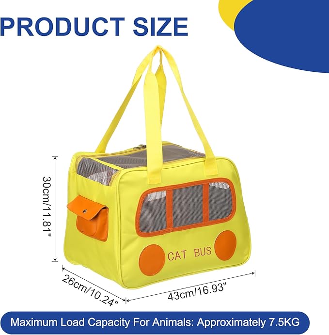 Pet Backpack Carrier, Portable and Ventilated, Oxford Cloth, Dogs Cats and Small Animals Travel Bag 16.93", (Yellow, 1 Pcs), Intended for Hiking/Camping/Traveling